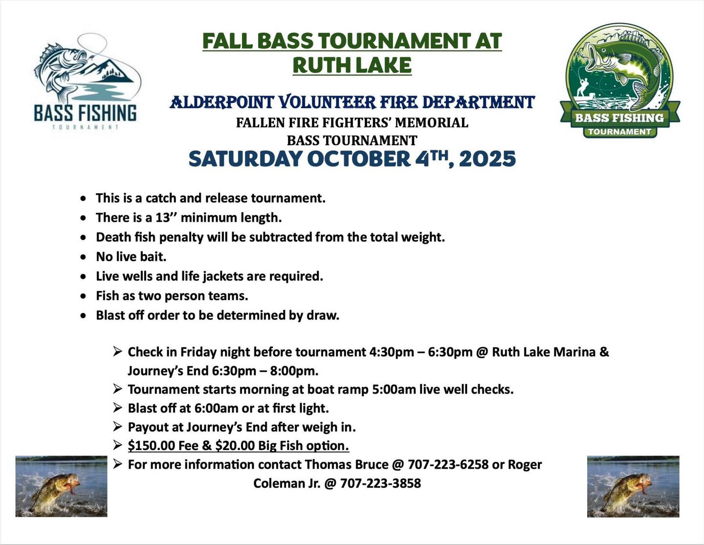 October 4 2025 Fall Bass Tournament